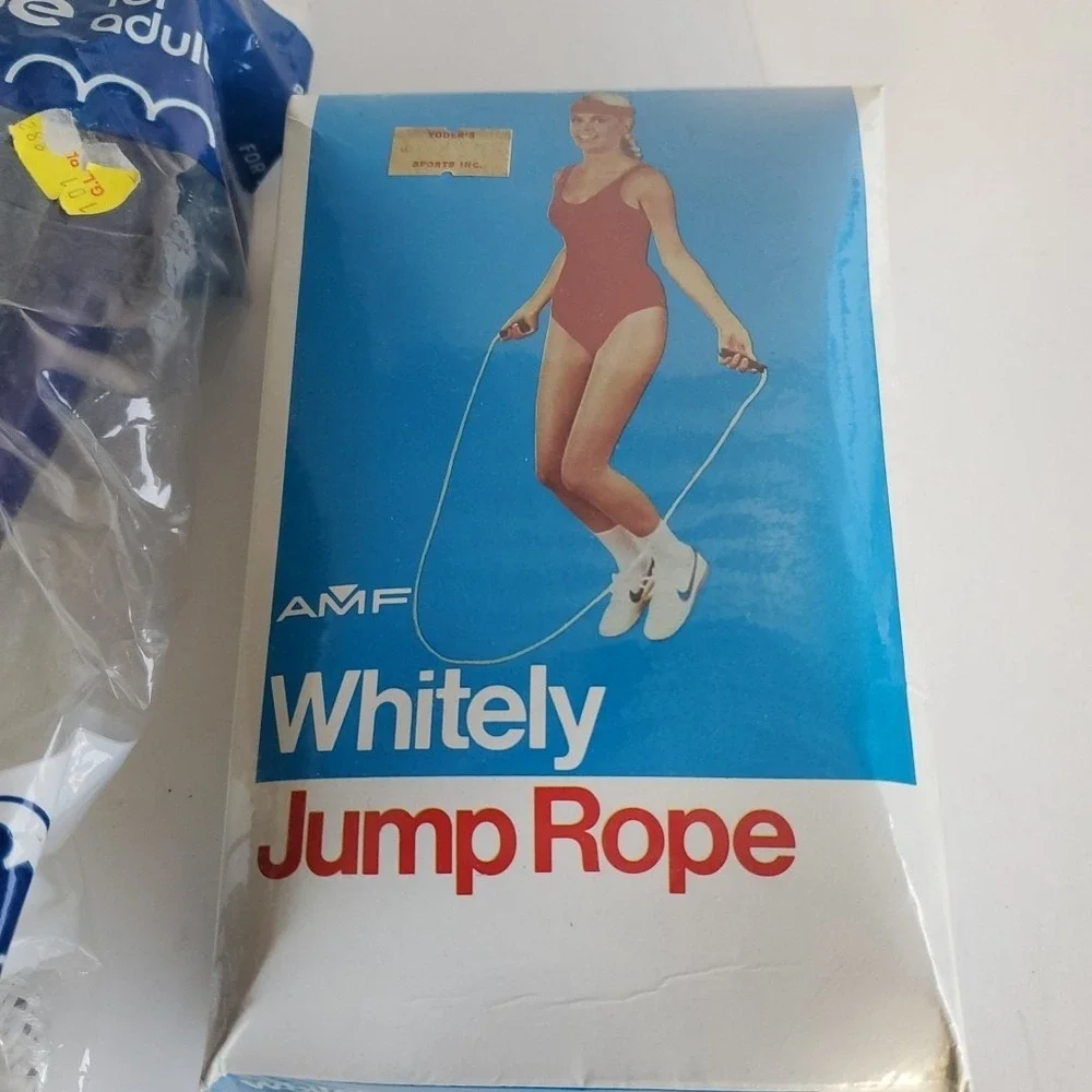 Vintage 1975 AMF Whitely Jump Rope NOS Sealed Wood handles Wells Pro Jump lot 2